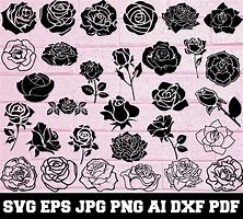 Image result for Silhouette Rose Flower SVG