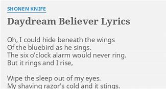 Image result for Lyrics to Daydream Believer