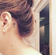 Image result for Small Cross Tattoo Behind Ear