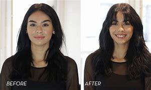 Image result for Curly Hair Curtain Bangs Before After