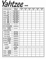 Image result for Print Yahtzee Score Sheets