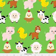 Image result for Cartoon Farm Animal Fabric