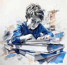 Image result for A Boy Reading a Book Drawing