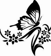 Image result for Flower Clip Art Black and White Butterfly