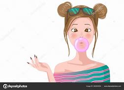 Image result for Girl Blowing Gum Cartoon