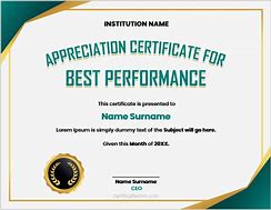 Image result for Best Performance Award Certificate