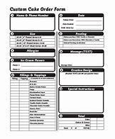 Image result for Cake Order Sheet Template