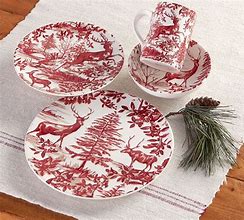 Image result for Red Toile Dishes