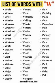 Image result for Words That End with W