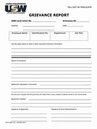 Image result for USW Grievance Form