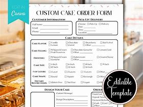 Image result for Cake Order Form Old Fashion