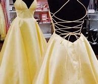 Image result for Yellow Satin Prom Dress