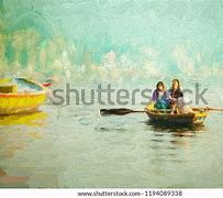 Image result for Row Boat with Parasol Painting