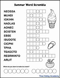 Image result for Summer Word Scramble