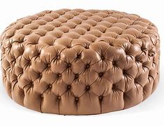 Image result for Round Leather Ottoman