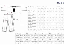 Image result for Taekwondo Uniform Size Chart