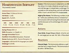 Image result for Homunculus Servant 5E Artificer