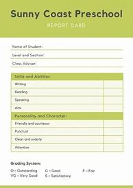 Image result for First Grade Report Card Template