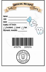 Image result for Tooth Fairy Receipt. Printable