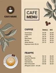 Image result for Coffee Cafe Menu