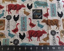 Image result for Farm Animal Cotton Fabric