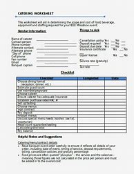 Image result for Catering Worksheet Template