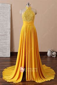 Image result for Yellow Lace Prom Dress