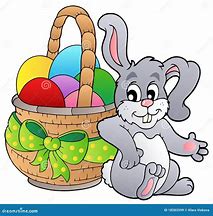 Image result for Floppy-Eared Bunny in a Basket Clip Art