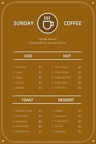 Image result for Coffee Cafe Menu