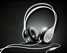 Image result for Black White Headphones Wired Microphone