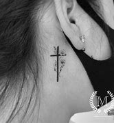 Image result for Solid Cross Tattoo Behind Ear