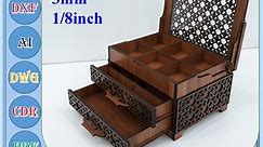 Laser Cut Wooden Jewelry Box Svg With 2 Drawer, 3mm 1/8inch Jewelry Box Svg Dxf Ai Cdr - Etsy