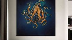 Octopus, Luxury Canvas Art, Animal Canvas, Octopus Wall Art, Modern Art, Gold Canvas Art, Contemporary Art Canvas, Trendy Printed, - Etsy