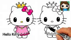 How to Draw Princess Hello Kitty 👑