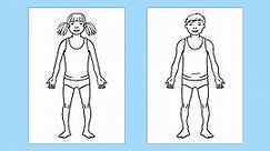 Human Body Outline Drawing Boy and Girl