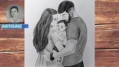 How to draw Mothers and fathers love drawing || Pencil sketch || Step by step