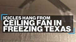 Icicles form on a ceiling fan in Texas