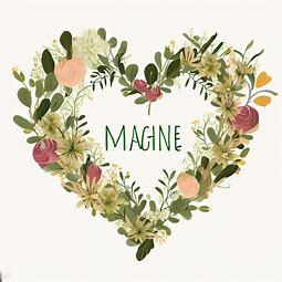 Imagine a heart clipart made out of flowers and greenery