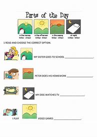 Image result for Parts of the Day Worksheet