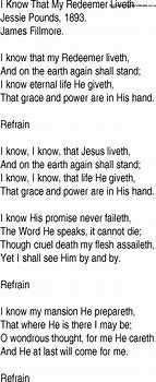 Image result for I Know My Redeemer Liveth Lyrics