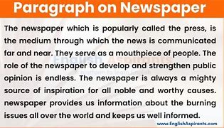 Image result for Newspaper Paragraph