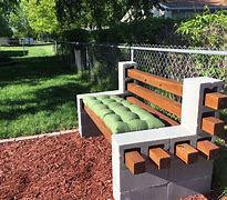 Image result for DIY Cinder Block and Wood Garden Bench