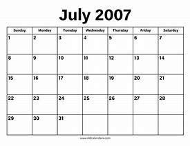 Image result for July 31 Calendar