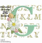 Image result for Embroidery Alphabet with Flowers