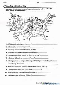 Image result for Weather Map Worksheet