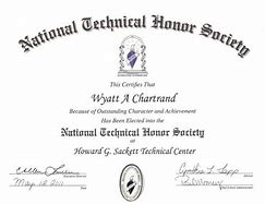 Image result for National Technical Honor Society Certificate