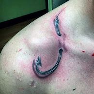 Image result for Fishing Hook Tattoo On Knukle