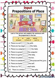 Image result for Preposition of Place Worksheet