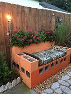 Image result for DIY Cinder Block and Wood Garden Bench