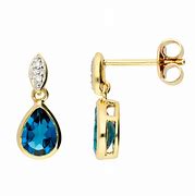 Image result for 9Ct Gold Blue Topaz Earrings